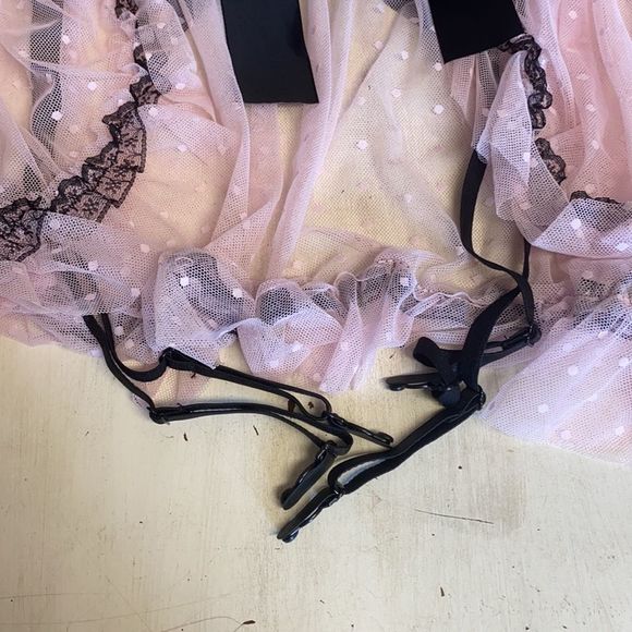 Plus Size Sexy Lingerie Lace Babydoll Nightgown with Underwire 2XL Bow Swiss Dot - Picture 6 of 12